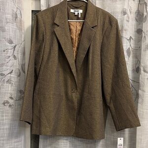 #163 DKNY Checkered  Brown w gold /copper sparkles throughout IWomen's Blazer
